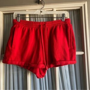 PINK Victoria's Secret Red Fleece Shorts